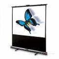 Portable Pull-Up Projection Screen with Spring Bracket and Single Button Locking Mechanism